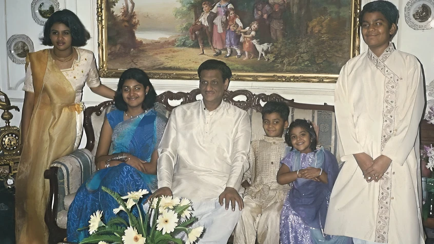 Dadu with Grandkids at Diwali