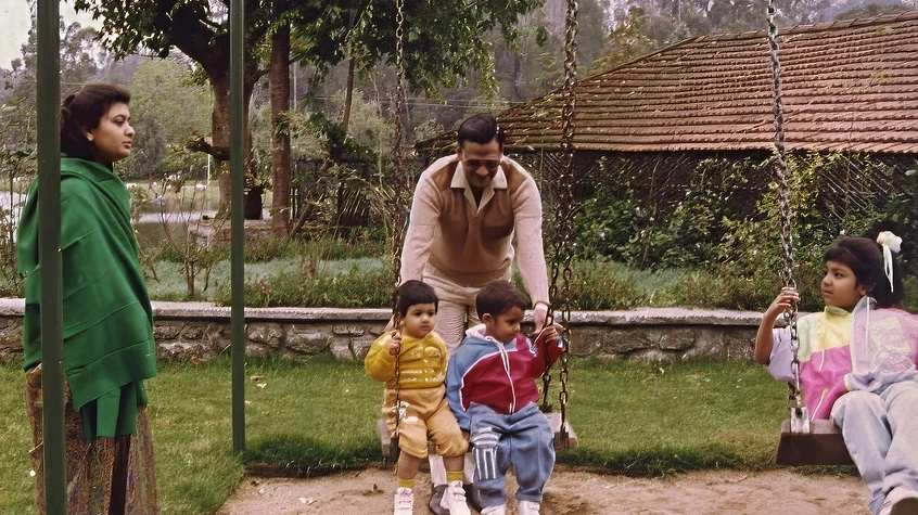 Dadu Enjoys Swings with Grandkids