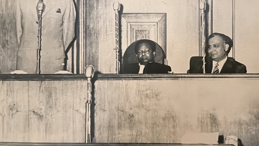 Ajay Rungta with Minister Handa (1973)