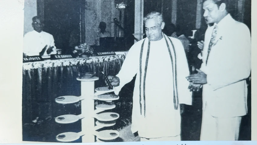 Sri Vajpayee Lights Lamp with Dadu